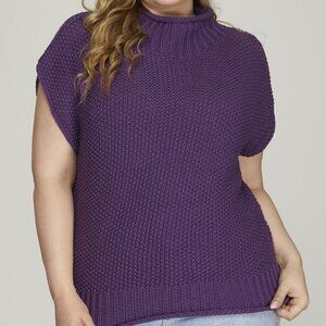 PLUS SIZE SHE + SKY PURPLE MOCK NECK SWEATER